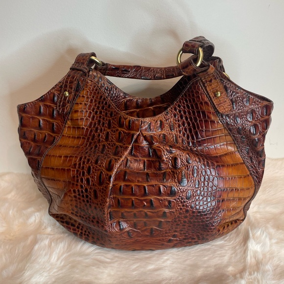 Brahmin Dagny Pecan croc-embossed leather handbag - Picture 3 of 16